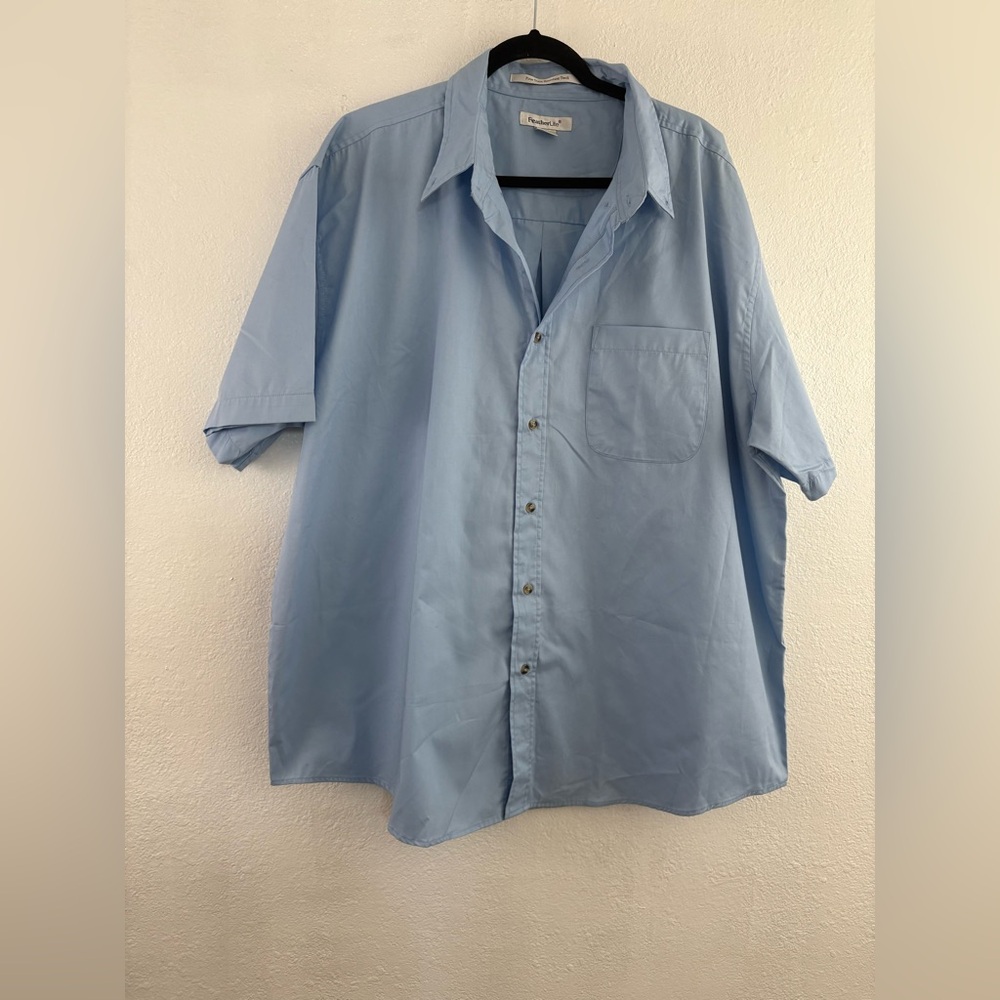 FeatherLite Short Sleeve Stain Resistant Twill Shirt blue shirt size 2XL